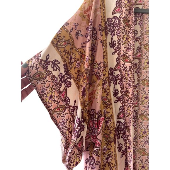 Angie Womens Paisley Kimono Duster Open Front Lightweight Boho Cover-Up - Picture 9 of 11
